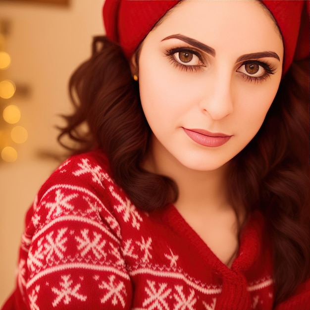 AI generated woman in a Christmas sweater