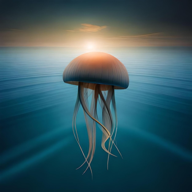 Ai generatephoto illustration of jellyfish swimming in open sea at great depth with dark background