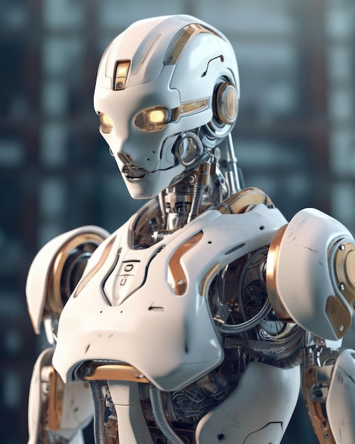 Ai generation robot portrait 3d render