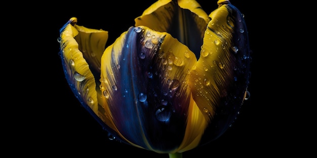 AI Generative AI Generated Blue and yellow aesthetics beautiful tulip flower in color of Ukraine Romantic love vibe Graphic Art