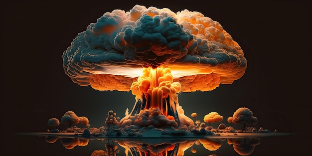 AI Generative AI Generated Illustration of huge atomic mushroom explosion