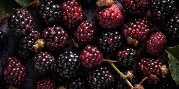 AI Generative AI Generated Macro shot photo of close up berry blackberries Graphic design background Graphic Art