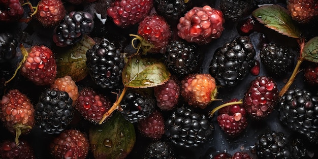 AI Generative AI Generated Macro shot photo of close up berry blackberries Graphic design background Graphic Art