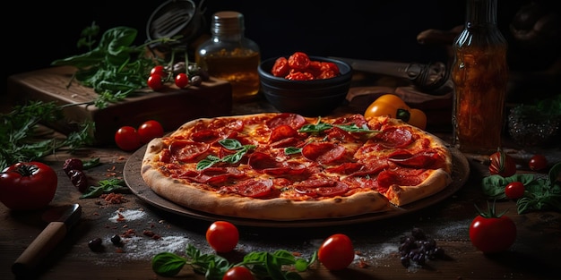 AI Generative AI Generated Photo realistic illustration of tasty italian pizza