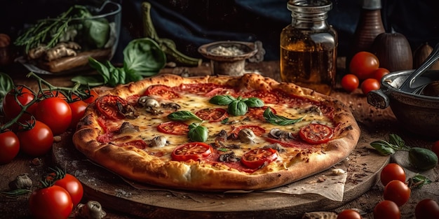 AI Generative AI Generated Photo realistic illustration of tasty italian pizza