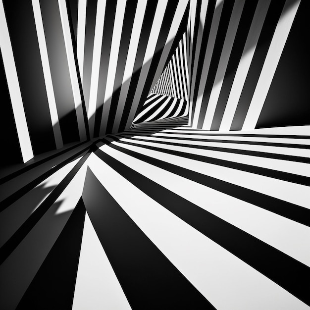 ai generative A black and white photo of a tunnel with a curved design