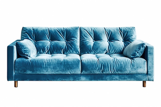 Ai generative Blue sofa on white