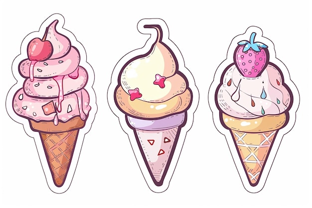 Photo ai generative cartoon art ice cream cone