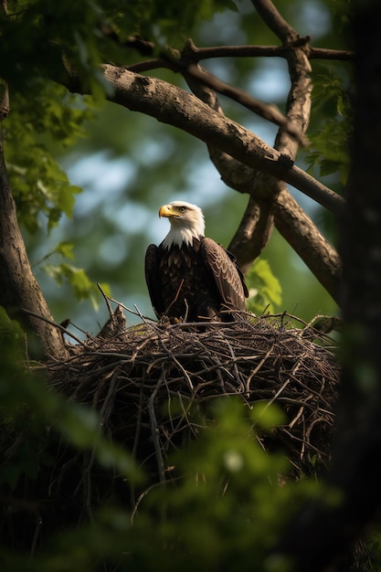 AI Generative A CloseUp of an Eagle's Intricate Nest