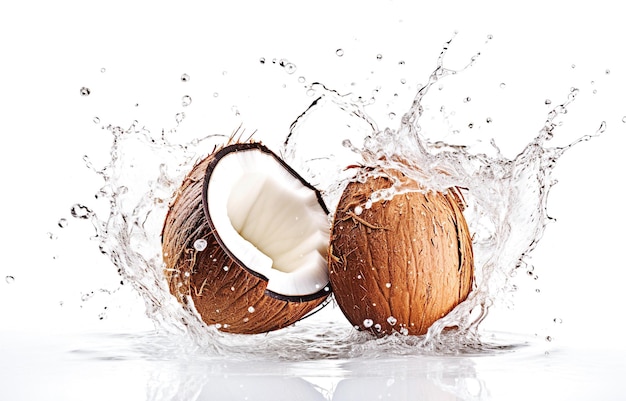 Ai generative Coconut with water splashes