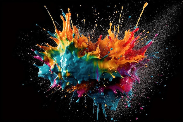 Ai generative Colorful paint splashing