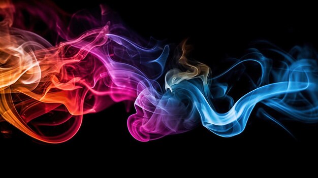 Ai generative Colorful smoke on black