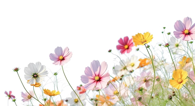 AI generative Cosmos flowers are bloom on white