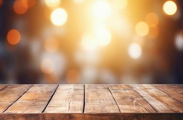 AI generative Empty picnic table with defocused lush foliage background