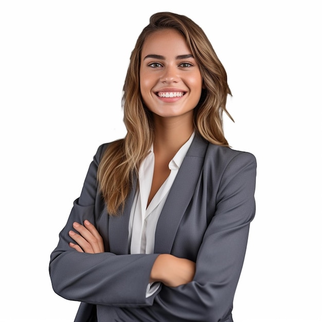 AI Generative Female entrepreneur with smile face white background