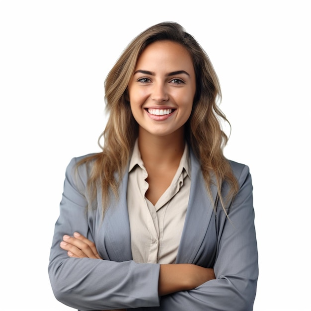 AI Generative Female entrepreneur with smile face white background