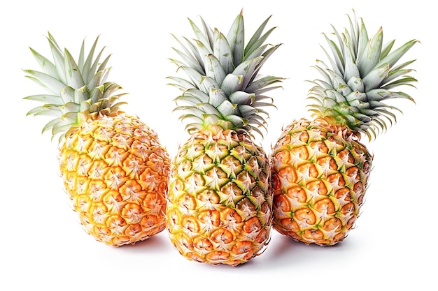 Ai generative Fresh ripe pineapple fruits on white