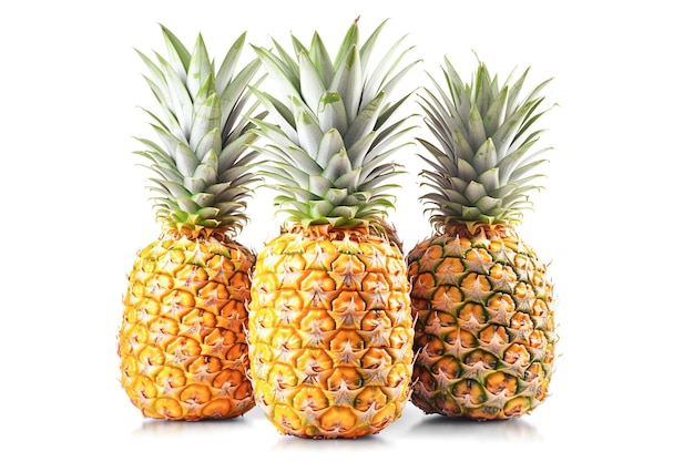 Ai generative Fresh ripe pineapple fruits on white