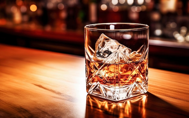 Ai generative Glass of whiskey with ice