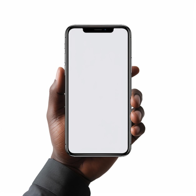 AI Generative Hand holding a Phone with a white screen in the style of simple