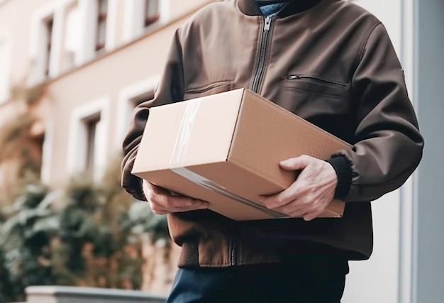 Ai generative Hands holding a cardboard box