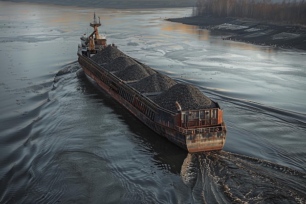 Photo ai generative large coal carrier ship