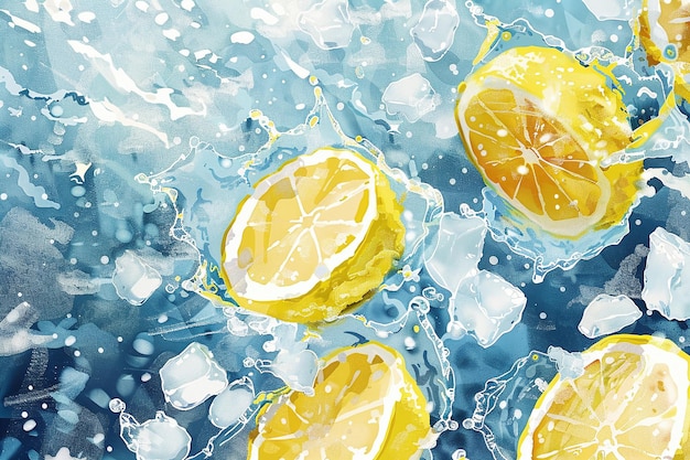 Photo ai generative lemon and ice water advertisement