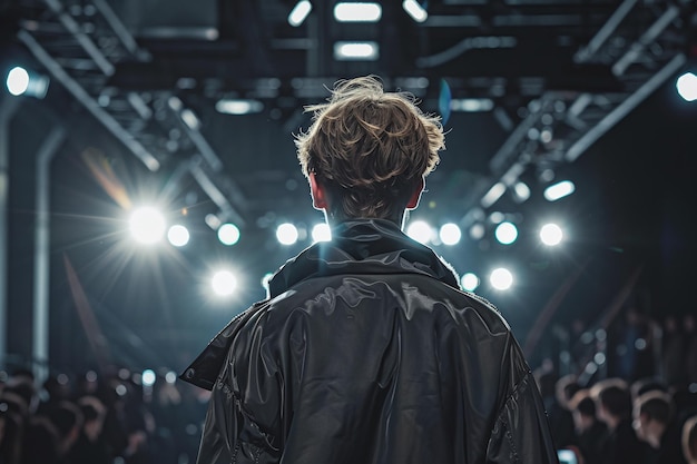 Photo ai generative male models appear on the catwalk of a fashion show