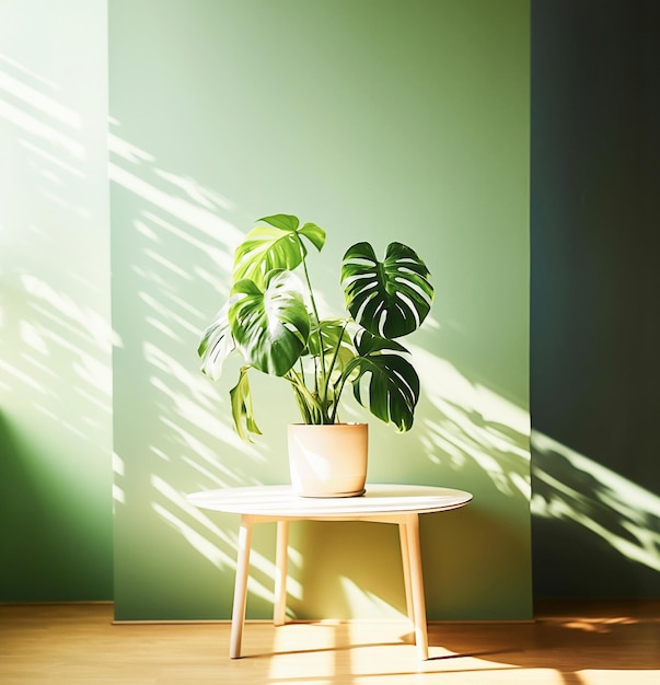 Ai generative Monstera deliciosa plant in a pot day light sunny day