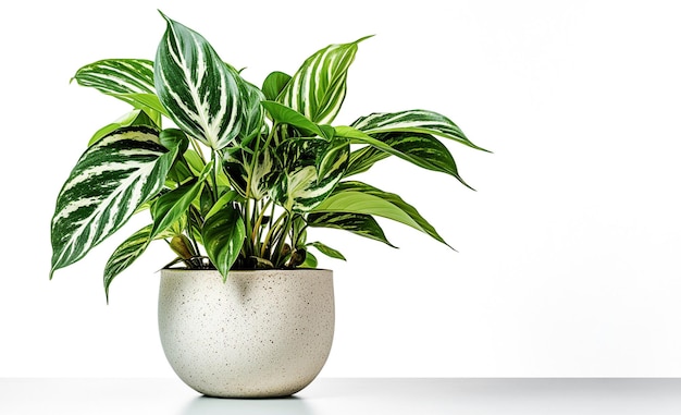 AI generative Philodendron houseplant in concrete pot on white