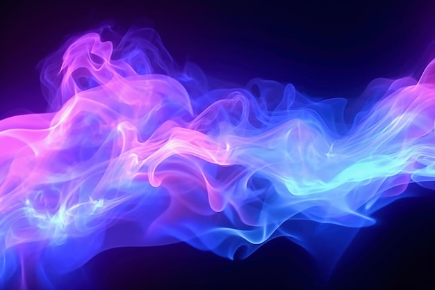 AI generative Pink and blue neon smoke on black background