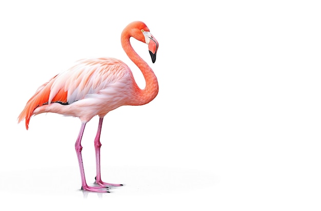 Ai generative Pink flamingo bird on white