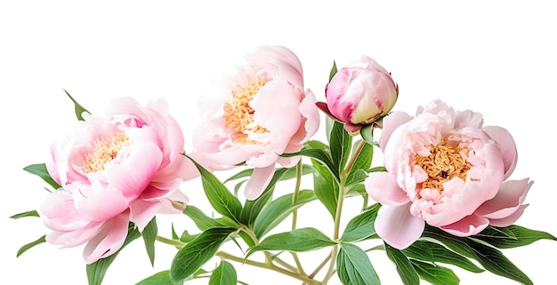 AI generative Pink peonies on white