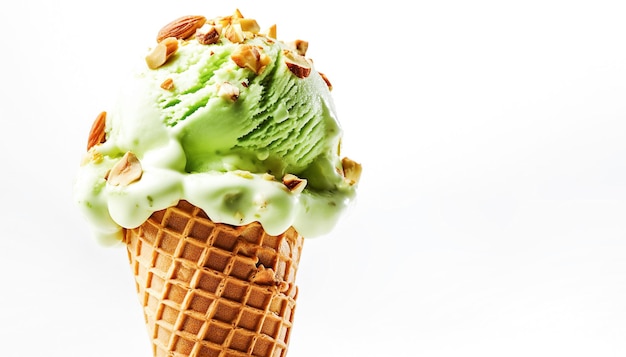 AI generative Pistachio ice cream cone