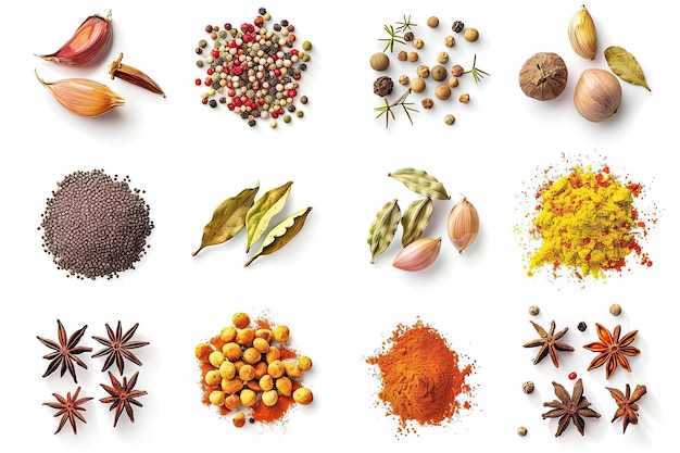 Photo ai generative set of different indian spices for many tasty foods