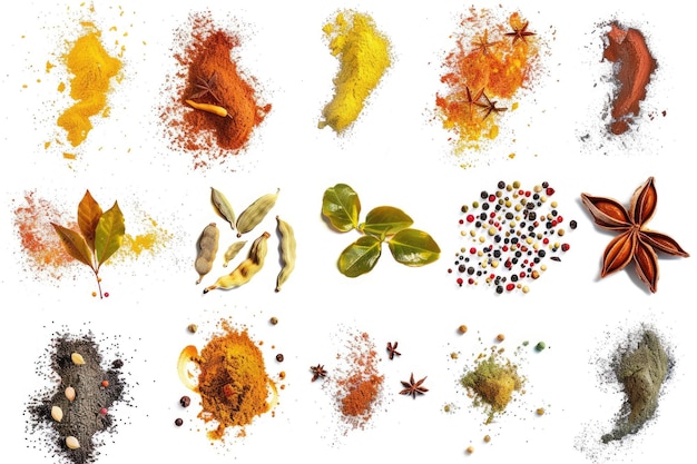 Photo ai generative set of different indian spices for many tasty foods