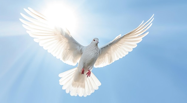 AI generative White dove against blue sky