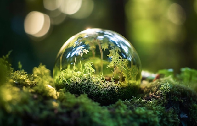 AI generative World environment and earth day concept with glass globe