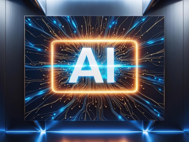 AI Illuminated in a Futuristic Digital Display