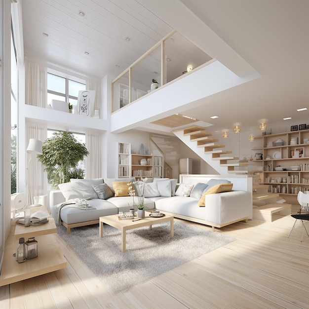 AI images of interior design of apartment with back stairs