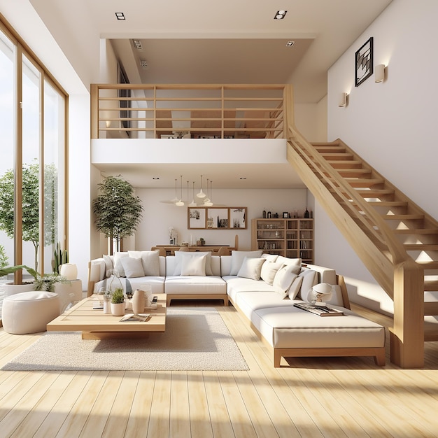 AI images of interior design of apartment with back stairs