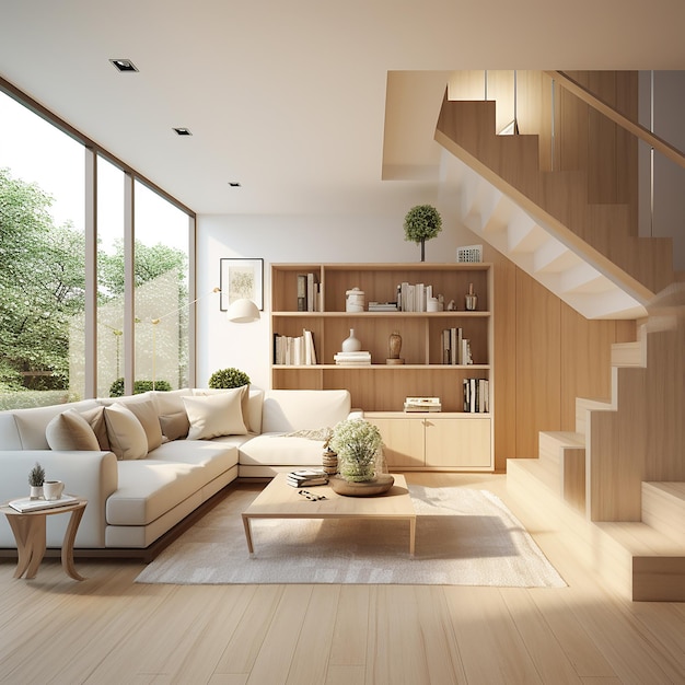 AI images of interior design of apartment with back stairs