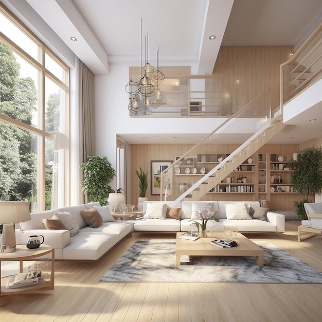 AI images of interior design of apartment with back stairs