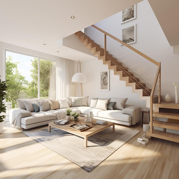 AI images of interior design of apartment with back stairs