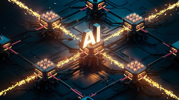 AI Letters with Circuit Design technology background