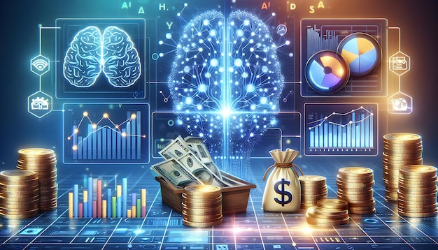 Photo ai neural network and investment analysis concept for financial decision making ideal for isolated