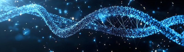 Photo ai powered bioinformatics border frame concept as a minimalistic border frame with dna strands and d