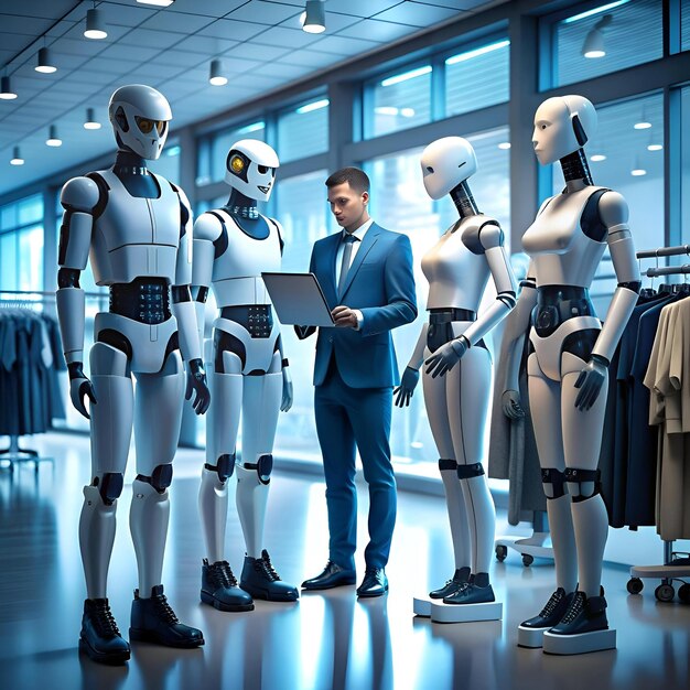 Photo ai powered visual merchandising in a futuristic retail environment