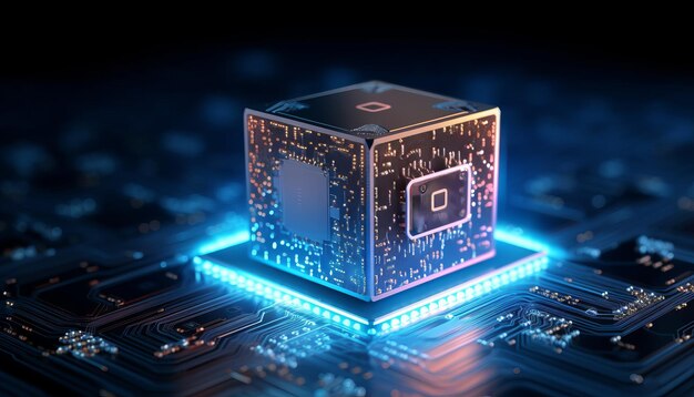 Ai processor chip of cube technology artificial intelligence learnability concept Generative ai