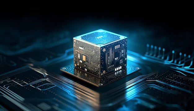 Ai processor chip of cube technology artificial intelligence learnability concept Generative ai